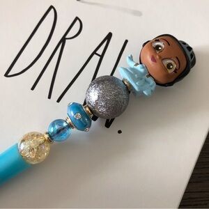 Disney doorables: The Princess and The Frog: Princess Tiana handmade beaded pen